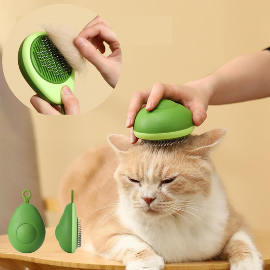 Self-cleaning pet grooming brush with one-click hair release