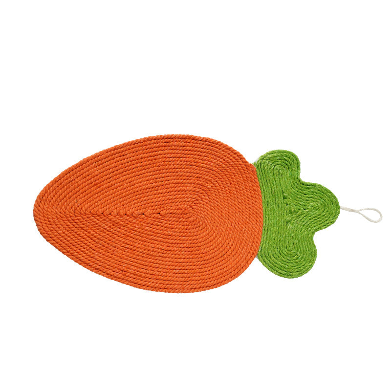 Orange carrot-shaped cat scratching mat
