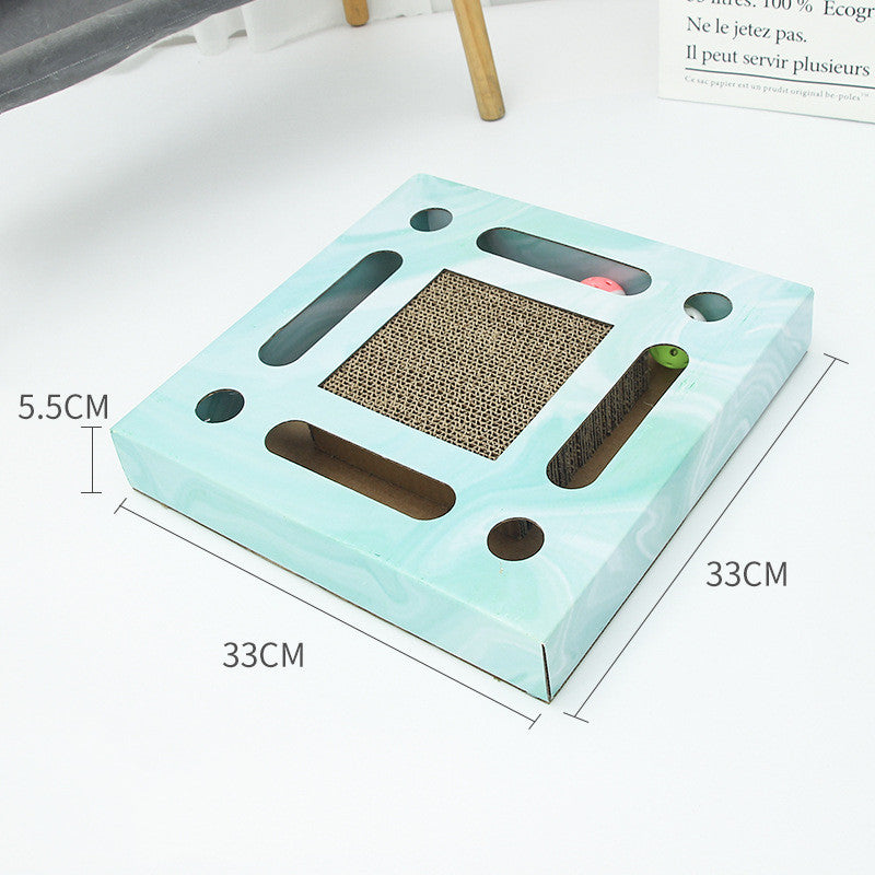 Square cat scratching board showing 33 × 33 × 5.5 cm dimensions