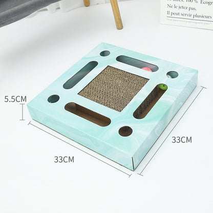 Square cat scratching board showing 33 × 33 × 5.5 cm dimensions
