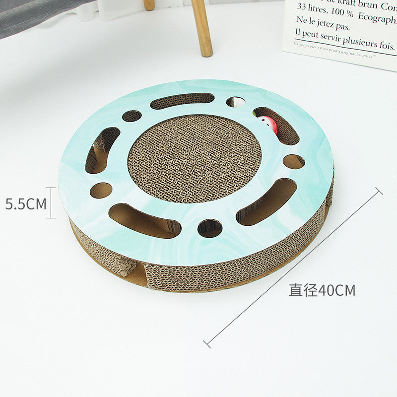 Round cat scratching board showing 40 cm diameter and 5.5 cm height
