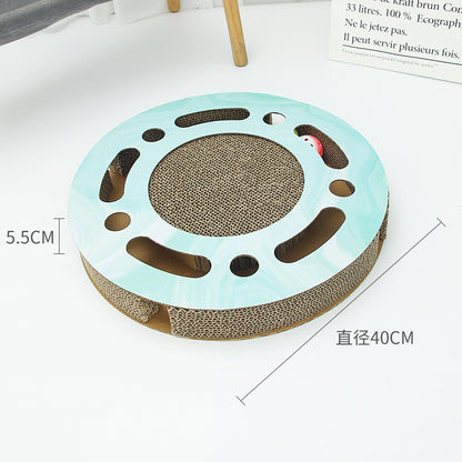 Round cat scratching board showing 40 cm diameter and 5.5 cm height