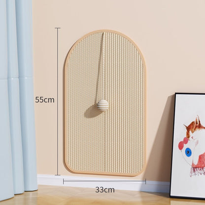 Medium wall mounted sisal cat scratcher showing 55 × 33 cm size